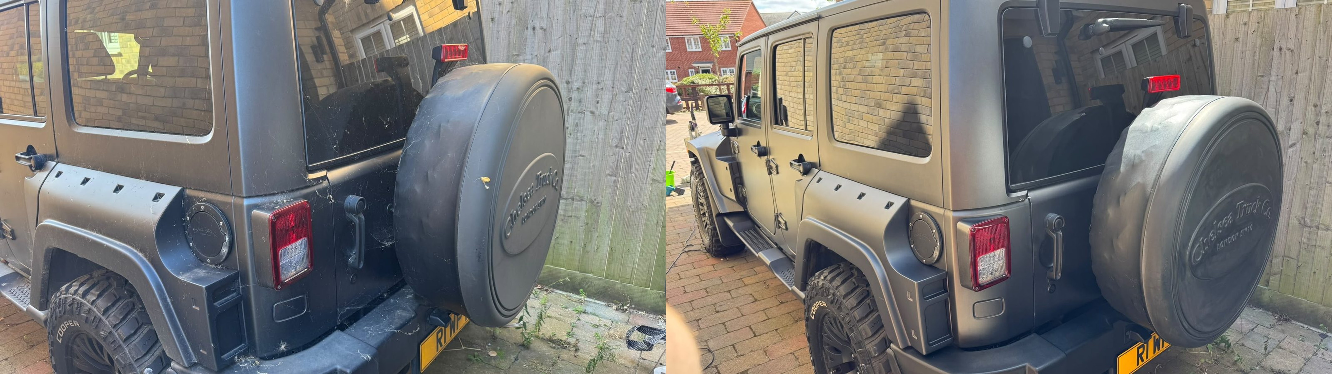 Jeep Wrangler rear before and after