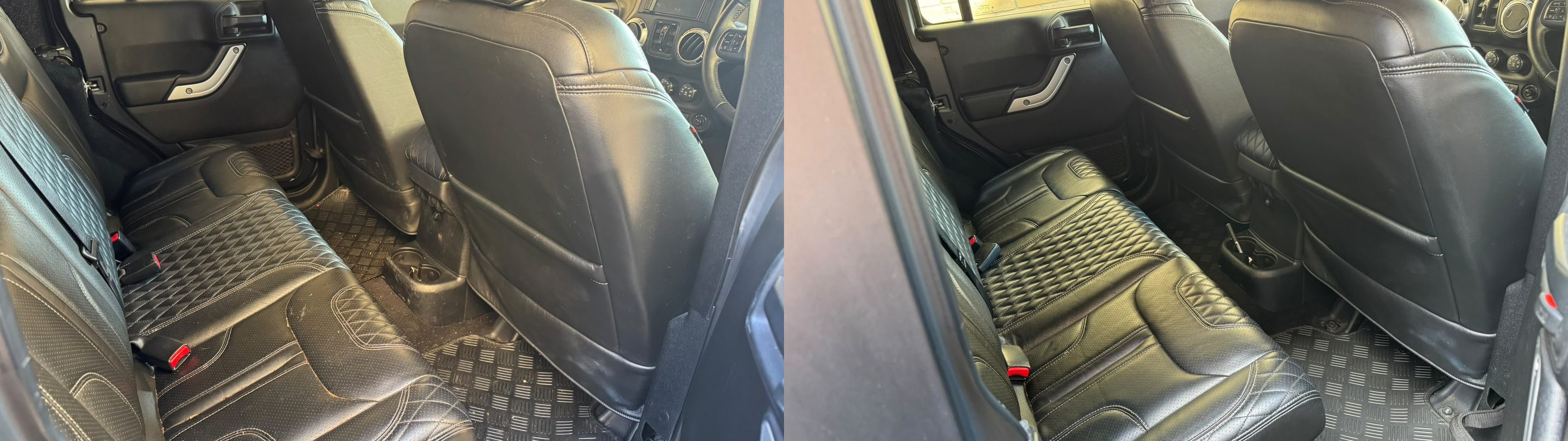 Jeep Wrangler rear seats before and after